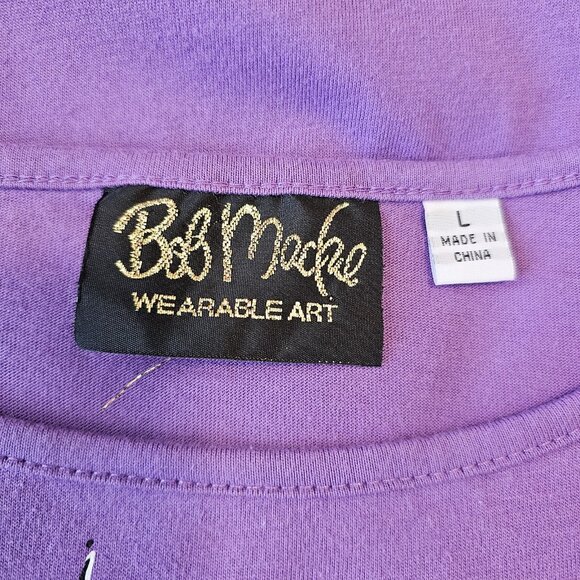 Bob Mackie A Walk In The Park 1875 Steampunk Purple Graphic 3/4 Sleeve Top L - Picture 7 of 10